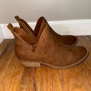 Distressed leather ankle booties